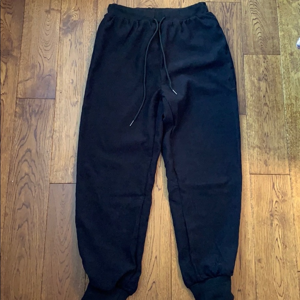 Black Ribbed Joggers